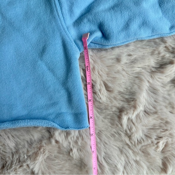 Aritzia TNA Cozy AF Cropped Bright Blue Fleece Lined Crewneck Sweatshirt - Picture 4 of 6